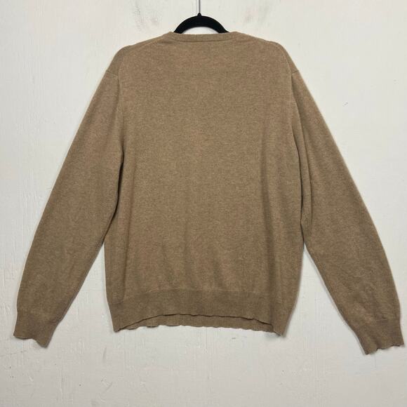 Sofia Cashmere Mens Tan 100% Cashmere V-Neck Pullover Sweater XL Quiet Luxury - Picture 5 of 9